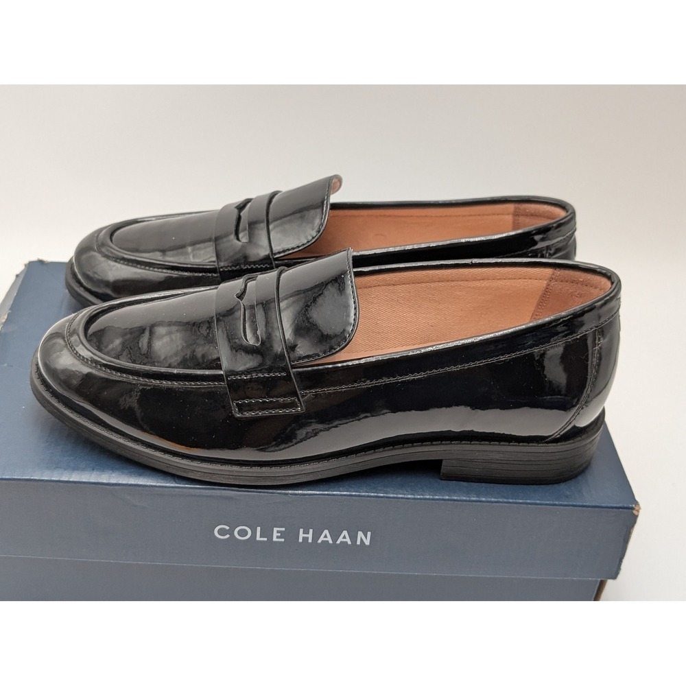 Cole Haan Loafers Womens 6 Black Haverhill Penny LFRS W3176 Patent Slip On Shoe